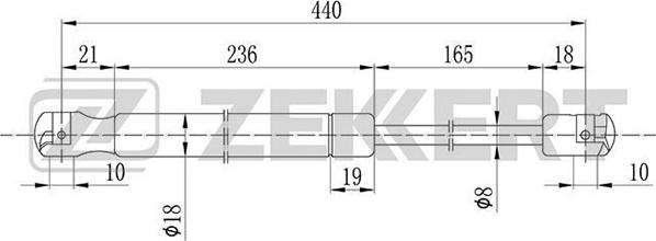 Zekkert GF-1340 - Газовая пружина, упор autosila-amz.com