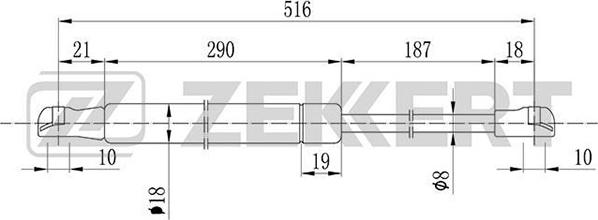 Zekkert GF-1381 - Пружина газовая багажника Honda Civic VI 94-, Rover 400 (RT) 95-, 45 (RT) 00- autosila-amz.com