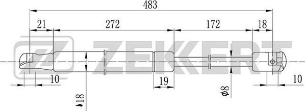 Zekkert GF-1792 - Газовая пружина, упор autosila-amz.com