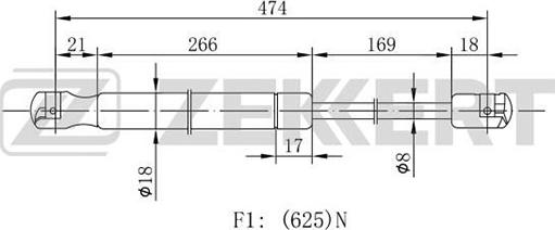 Zekkert GF-1782 - Газовая пружина, упор autosila-amz.com
