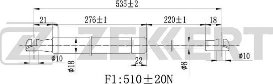 Zekkert GF-1722 - Газовая пружина, упор autosila-amz.com