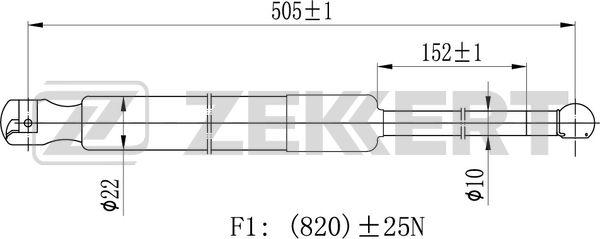 Zekkert GF-2493 - Газовая пружина, упор autosila-amz.com