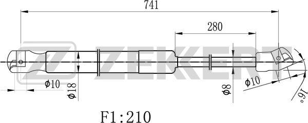 Zekkert GF-2497 - Газовая пружина, капот autosila-amz.com