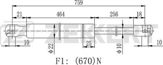 Zekkert GF-2445 - Газовая пружина, упор autosila-amz.com