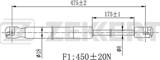 Zekkert GF-2443 - Газовая пружина, упор autosila-amz.com