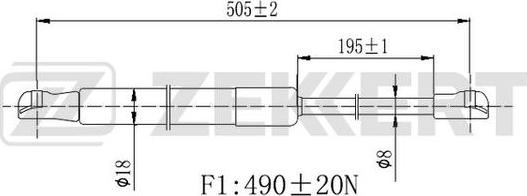 Zekkert GF-2454 - Газовая пружина, упор autosila-amz.com