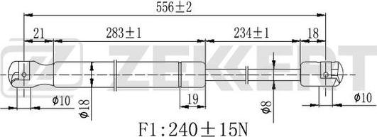 Zekkert GF-2457 - Газовая пружина, капот autosila-amz.com