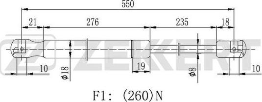 Zekkert GF-2463 - Газовая пружина, упор autosila-amz.com