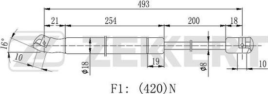 Zekkert GF-2413 - Газовая пружина, упор autosila-amz.com