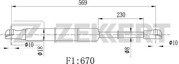 Zekkert GF-2489 - Газовая пружина, упор autosila-amz.com
