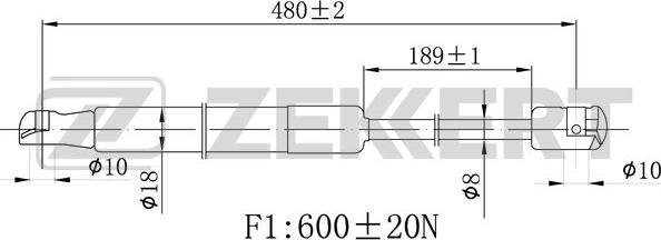Zekkert GF-2480 - Газовая пружина, упор autosila-amz.com