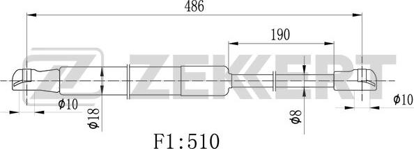 Zekkert GF-2488 - Газовая пружина, упор autosila-amz.com