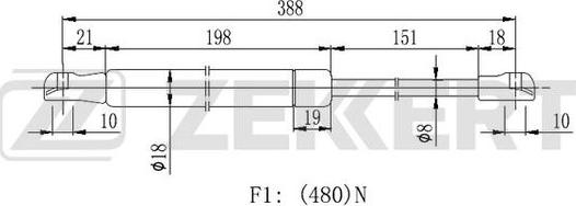 Zekkert GF-2429 - Газовая пружина, упор autosila-amz.com