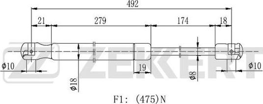 Zekkert GF-2426 - Газовая пружина, упор autosila-amz.com