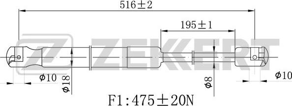 Zekkert GF-2479 - Газовая пружина, упор autosila-amz.com