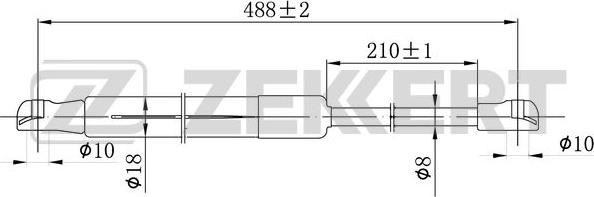 Zekkert GF-2476 - Газовая пружина, упор autosila-amz.com