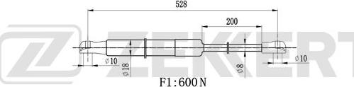 Zekkert GF-2543 - Газовая пружина, упор autosila-amz.com