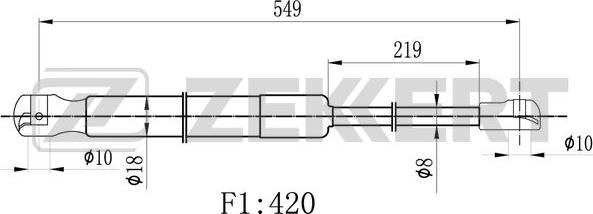Zekkert GF-2501 - Газовая пружина, упор autosila-amz.com
