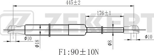 Zekkert GF-2502 - Газовая пружина, упор autosila-amz.com