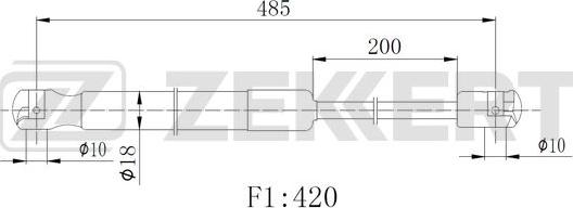 Zekkert GF-2519 - Газовая пружина, упор autosila-amz.com