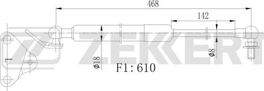 Zekkert GF-2525 - Газовая пружина, упор autosila-amz.com