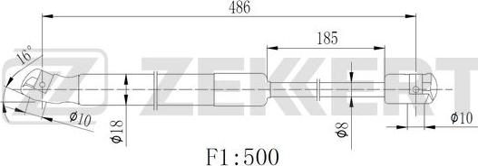 Zekkert GF-2523 - Газовая пружина, упор autosila-amz.com