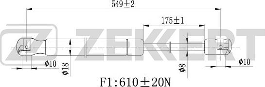 Zekkert GF-2096 - Газовая пружина, упор autosila-amz.com