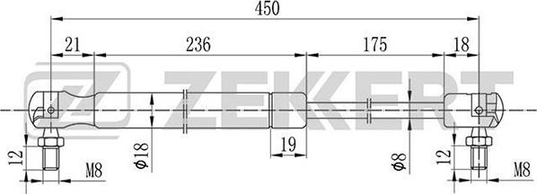 Zekkert GF-2098 - Газовая пружина, упор autosila-amz.com