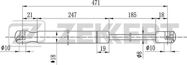 Zekkert GF-2093 - Газовая пружина, упор autosila-amz.com