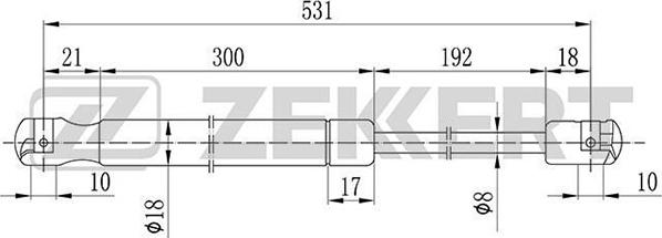 Zekkert GF-2097 - Газовая пружина, упор autosila-amz.com