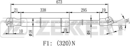 Zekkert GF-2007 - Газовая пружина, капот autosila-amz.com