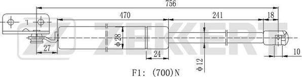 Zekkert GF-2013 - Газовая пружина, упор autosila-amz.com