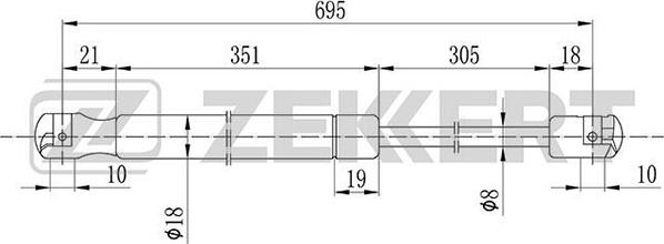Zekkert GF-2085 - Газовая пружина, капот autosila-amz.com