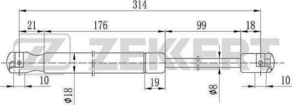 Zekkert GF-2080 - Газовая пружина, капот autosila-amz.com