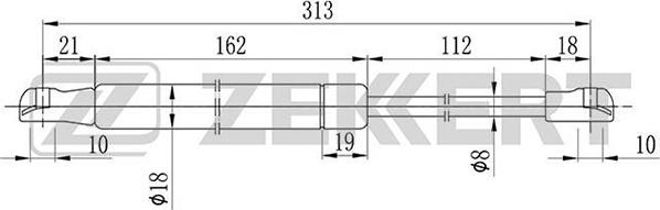 Zekkert GF-2026 - Газовая пружина, капот autosila-amz.com