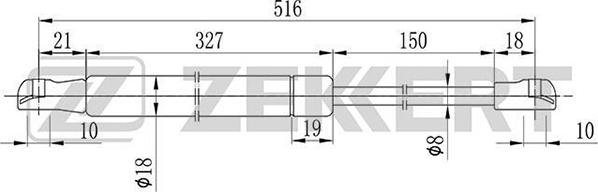 Zekkert GF-2027 - Газовая пружина, упор autosila-amz.com