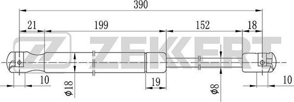 Zekkert GF-2075 - Газовая пружина, капот autosila-amz.com