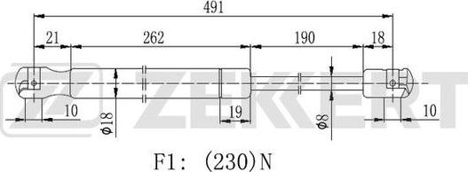 Zekkert GF-2192 - Газовая пружина, упор autosila-amz.com