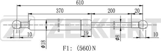 Zekkert GF-2197 - Газовая пружина, упор autosila-amz.com