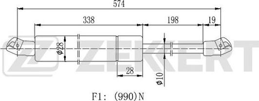 Zekkert GF-2149 - Газовая пружина, упор autosila-amz.com