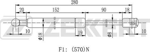 Zekkert GF-2145 - Газовая пружина, упор autosila-amz.com