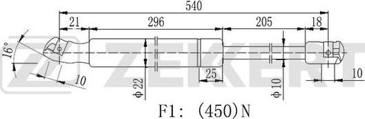 Zekkert GF-2148 - Газовая пружина, упор autosila-amz.com