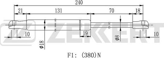 Zekkert GF-2143 - Пружина газовая капота Porsche 911 V 04- Boxster II 04- Cayman 06- autosila-amz.com