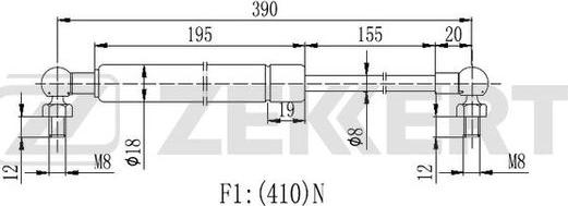 Zekkert GF-2142 - Пружина газовая капота Nissan Maxima (A32) 95- (замена для GF-2105) autosila-amz.com