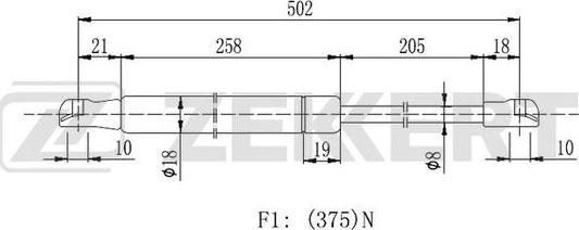 Zekkert GF-2169 - Газовая пружина, упор autosila-amz.com