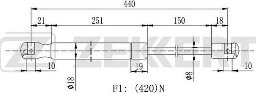 Zekkert GF-2165 - Газовая пружина, упор autosila-amz.com