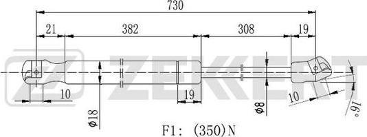 Zekkert GF-2106 - Газовая пружина, капот autosila-amz.com