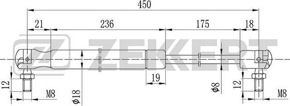 Zekkert GF-2100 - Газовая пружина, упор autosila-amz.com