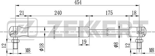 Zekkert GF-2102 - Газовая пружина, упор autosila-amz.com