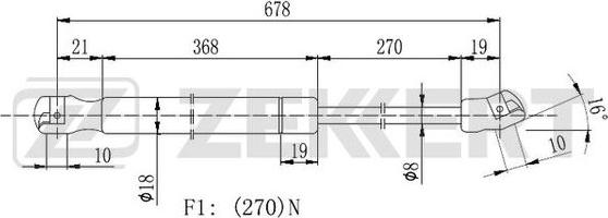 Zekkert GF-2119 - Газовая пружина, капот autosila-amz.com